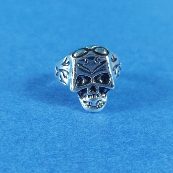 🕶💀 Skull With Motorcycle Glasses Biker Ring – Size 10 - Picture 3 of 4